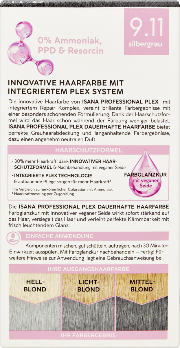 Bild 4 von ISANA PROFESSIONAL Plex dauerhafte Haarfarbe 9.11 silbergrau
