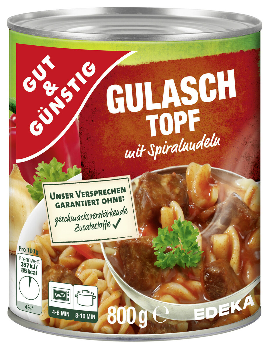 Bild 1 von Gut & Günstig Gulaschtopf mit Spiralnudeln 800G