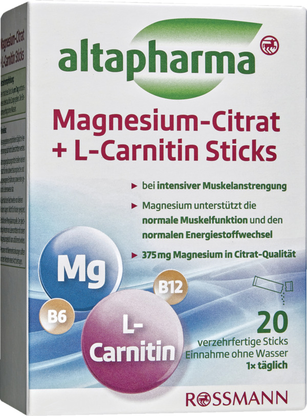Bild 1 von altapharma Magnesium-Citrat + L-Carnitin Sticks 3.33 EUR/100 g