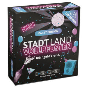 Denkriesen STADT LAND VOLLPFOSTEN® – Das Kartenspiel – PARTY EDITION "Jetzt geht's rund."
