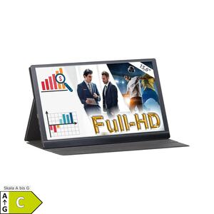 Auvisio EZM-210 (ZX-5067-675) Tragbarer Monitor Mobiler Full-HD-IPS-Monitor, 39,6 cm 15.6" Mirrorlink & AirPlay