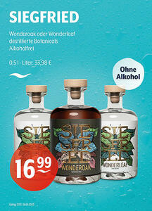 SIEGFRIED Wonderoak oder Wonderleaf
destillierte Botanicals
Alkoholfrei