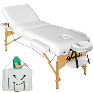 3 Zonen Massageliege mit 10cm Polsterung und Holzgestell - weiß