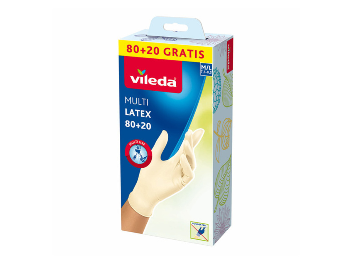 Bild 4 von Vileda Multi Latex Latex Einweghandschuhe, 80+20 Design M/L