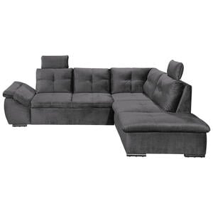Carryhome Ecksofa, Grau, Textil, 5-Sitzer, Füllung: Schaumstoffflocken, Ottomane rechts, L-Form, 265x217 cm, Typenauswahl, Liegefunktion, seitenverkehrt erhältlich, Schlafen auf Sitzhöhe, Rücken
