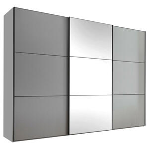 Moderano Schwebetürenschrank, Grau, Metall, 10 Fächer, 2 Schubladen, 280x222x68 cm, Goldenes M, BQ - Bündnis für Qualität, Made in Germany, Typenauswahl, Beimöbel erhältlich, umfangreiches Zub