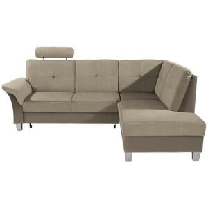 Livetastic Ecksofa, Schlamm, Beige, Textil, Buche, massiv, 5-Sitzer, Ottomane rechts, L-Form, 245x196 cm, Made in EU, seitenverkehrt erhältlich, Wohnzimmer, Sofas & Couches, Wohnlandschaften