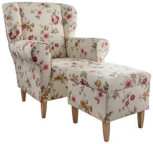 Sesselset Asino Beige/Rot Webstoff, Rot, Buchefarben, Beige