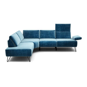 Ecksofa Cosy, Blau, Textil, 5-Sitzer, Ottomane links, L-Form, 248-263x193 cm, Stoffauswahl, Armteil links, rechts, Wohnzimmer, Sofas & Couches, Wohnlandschaften, Ecksofas