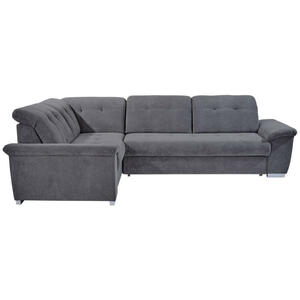 Livetastic Ecksofa, Dunkelgrau, Textil, 4-Sitzer, Ottomane links, L-Form, 285x206 cm, seitenverkehrt erhältlich, Wohnzimmer, Sofas & Couches, Wohnlandschaften