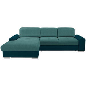 Livetastic Ecksofa, Blau, Türkis, Textil, Buche, massiv, 4-Sitzer, Ottomane links, L-Form, 286x203 cm, seitenverkehrt erhältlich, Wohnzimmer, Sofas & Couches, Wohnlandschaften