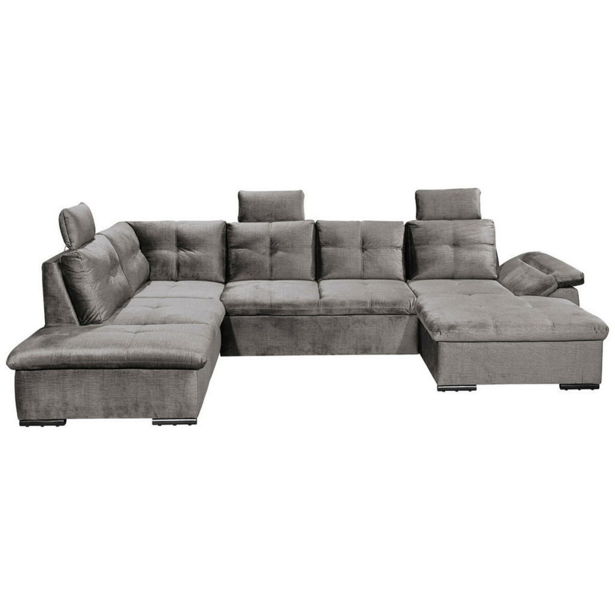 Bild 1 von Carryhome Wohnlandschaft, Hellgrau, Textil, 7-Sitzer, Füllung: Schaumstoffflocken, Ottomane links, U-Form, 334x217 cm, Typenauswahl, Liegefunktion, seitenverkehrt erhältlich, Schlafen auf Sitzhöhe