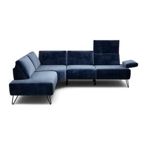 Ecksofa Cosy, Dunkelblau, Textil, 5-Sitzer, Ottomane links, L-Form, 248-263x193 cm, Stoffauswahl, Armteil links, rechts, Wohnzimmer, Sofas & Couches, Wohnlandschaften, Ecksofas