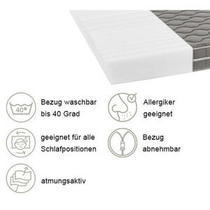 P & B Viscomatratze, Hellgrau, Textil, H2 + H3, Füllung: Schaumstoff, Polyester, Polyurethan (Pur), rechteckig, 140x200 cm, Bezug abnehmbar/waschbar, für Hausstauballergiker geeignet, optimale Bel