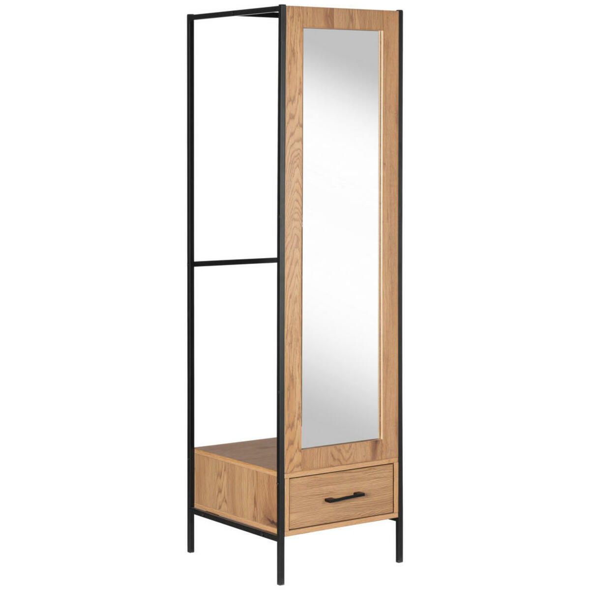 Bild 1 von Mid.you Garderobenschrank, Natur, Schwarz, Metall, 1 Schubladen, 44.5x165x50 cm, Garderobe, Garderobenschränke