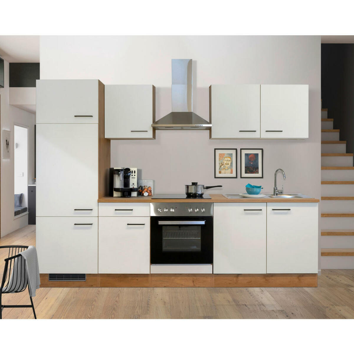 Bild 1 von FlexWell Küchenblock, Eiche, Magnolie, Metall, 1,1 Schubladen, einmalig seitenverkehrt montierbar, nur wie online abgebildet bestellbar, 270 cm, Made in Germany, links aufbaubar, rechts aufbaubar, K