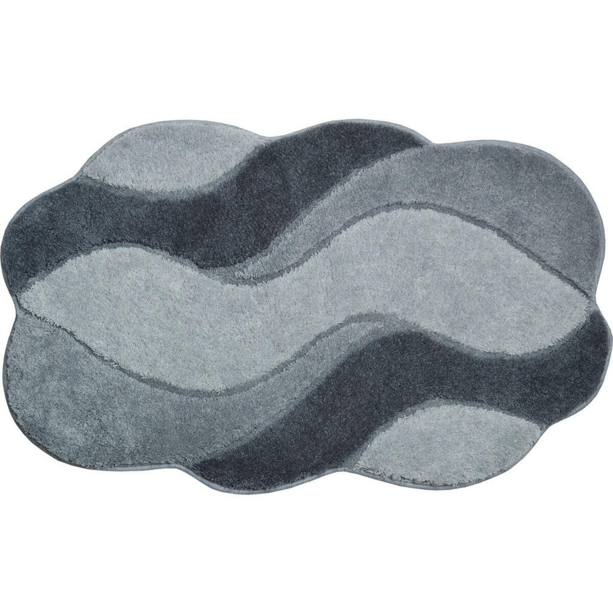 Bild 1 von Grund Badteppich Carmen, Grau, Schwarz, Textil, Wellen, rechteckig, 60 cm, Oeko-Tex® Standard 100, für Fußbodenheizung geeignet, rutschfest, Badtextilien, Badematten