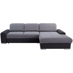 Livetastic Ecksofa, Graphit, Grau, Textil, Buche, massiv, 4-Sitzer, Ottomane rechts, L-Form, 286x203 cm, seitenverkehrt erhältlich, Wohnzimmer, Sofas & Couches, Wohnlandschaften