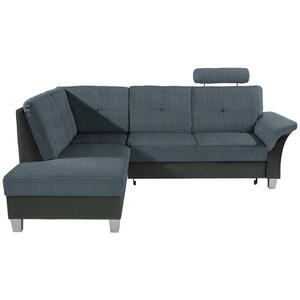 Livetastic Ecksofa, Blau, Graphit, Textil, Buche, massiv, 5-Sitzer, Ottomane links, L-Form, 245x196 cm, Made in EU, seitenverkehrt erhältlich, Wohnzimmer, Sofas & Couches, Wohnlandschaften