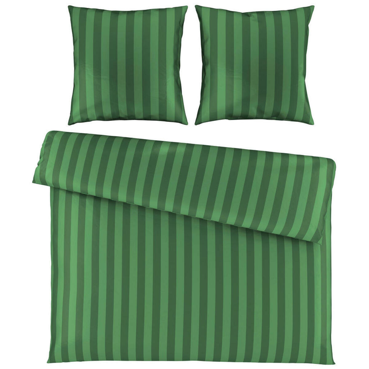 Bild 1 von Ambiente Bettwäsche Dobby, Grün, Textil, Streifen, 200 cm, Oeko-Tex® Standard 100, atmungsaktiv, hautfreundlich, saugfähig, 100% feinster Baumwollsatin mit Seiden-Finish, weiche und anschmiegsame