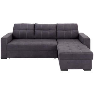 Livetastic Ecksofa, Dunkelgrau, Textil, 3-Sitzer, Ottomane rechts, seitenverkehrt montierbar, L-Form, 240x160 cm, Wohnzimmer, Sofas & Couches, Wohnlandschaften