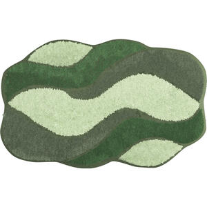 Grund Badteppich Carmen, Grün, Textil, Wellen, rechteckig, 80 cm, Oeko-Tex® Standard 100, für Fußbodenheizung geeignet, rutschfest, Badtextilien, Badematten