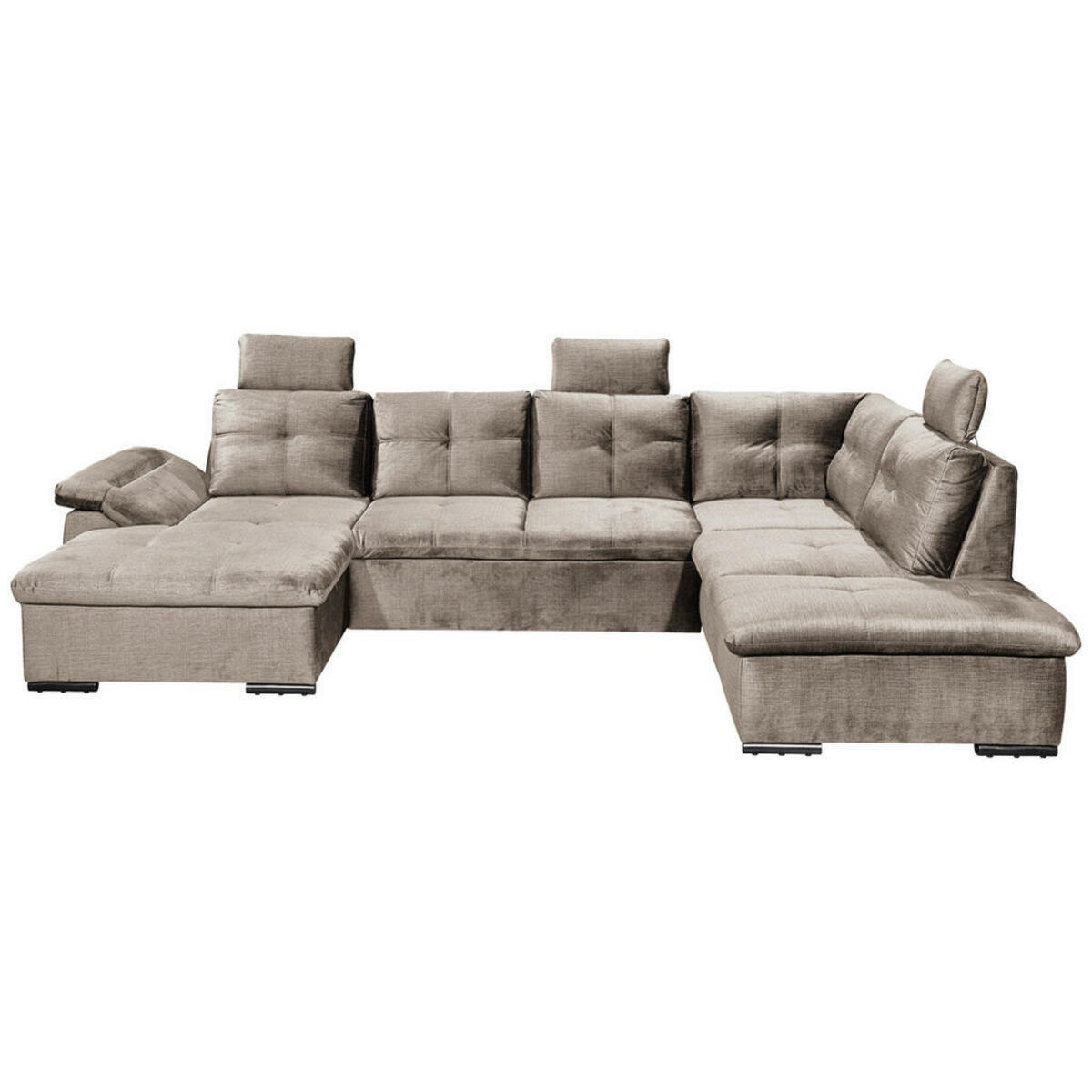 Bild 1 von Carryhome Wohnlandschaft, Creme, Textil, 7-Sitzer, Füllung: Schaumstoffflocken, Ottomane rechts, U-Form, 334x217 cm, Typenauswahl, Liegefunktion, seitenverkehrt erhältlich, Schlafen auf Sitzhöhe,