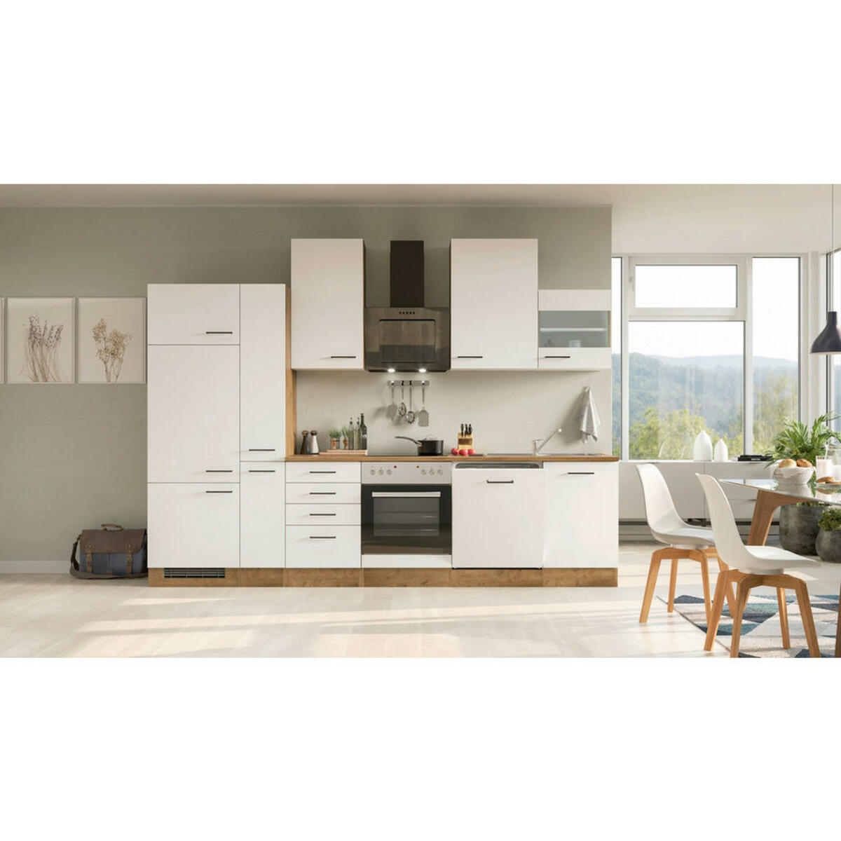 Bild 1 von FlexWell Küchenblock, Eiche, Magnolie, Metall, 1,4 Schubladen, einmalig seitenverkehrt montierbar, nur wie online abgebildet bestellbar, A, 310 cm, Made in Germany, links aufbaubar, rechts aufbaubar