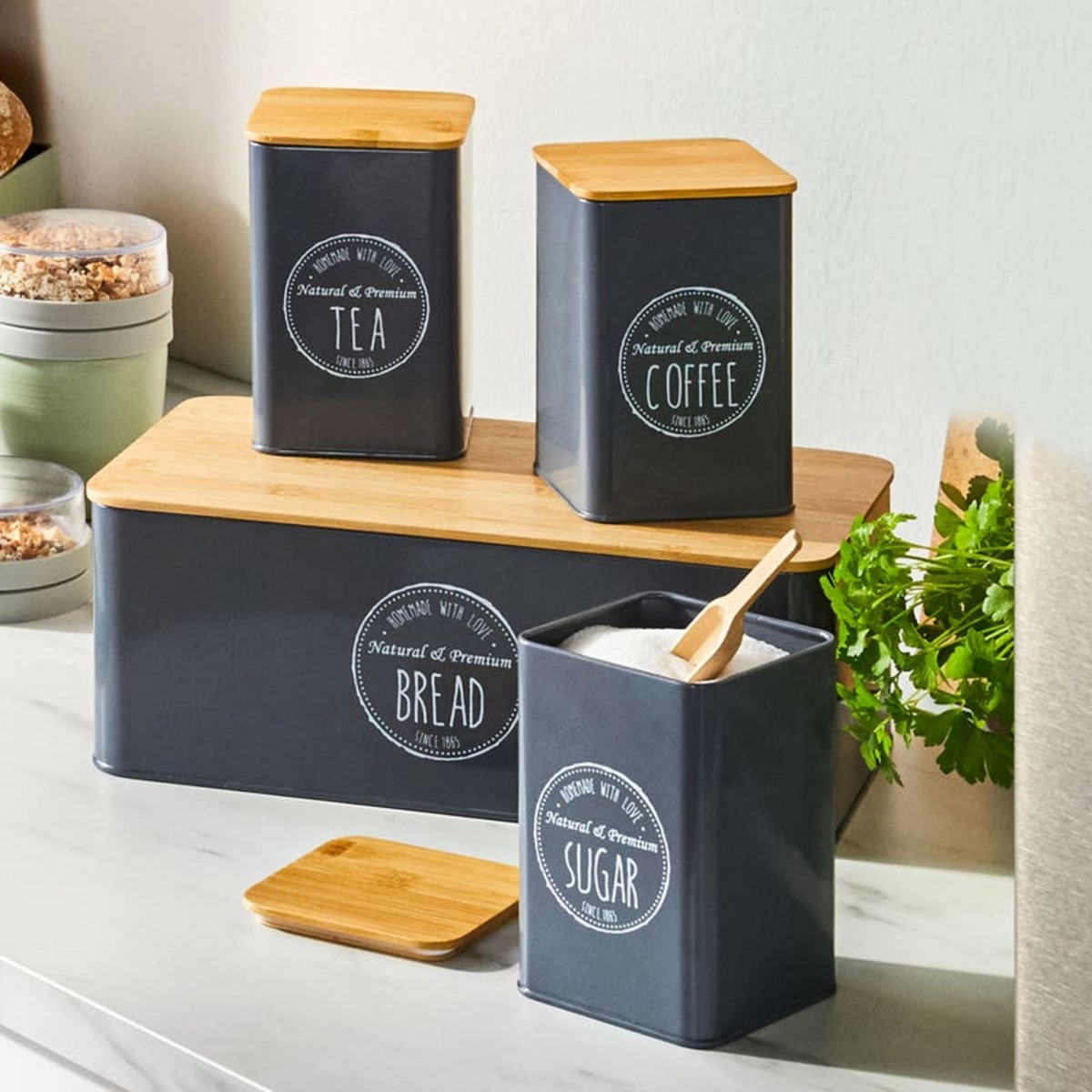 Bild 1 von Vorratsdosen mit Bambus-Deckel, 4er-Set