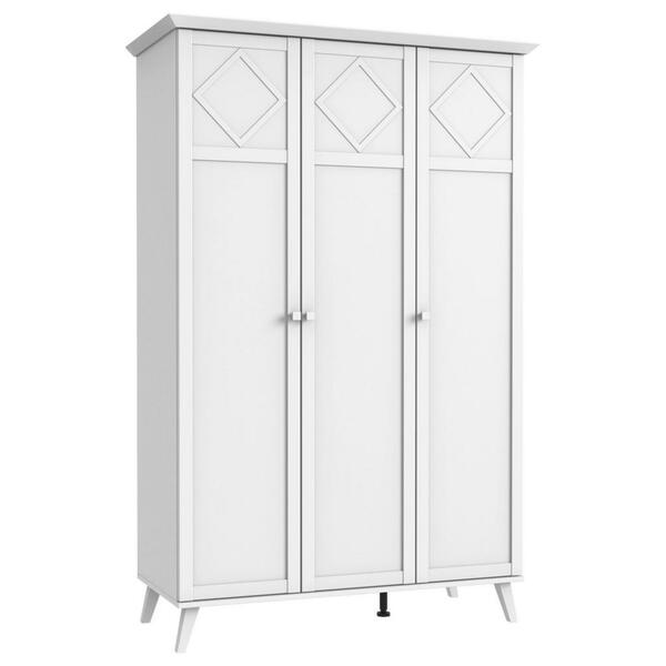 Bild 1 von Livetastic Drehtürenschrank, Weiß, Holzwerkstoff, 4 Fächer, 125x203x55 cm, BQ - Bündnis für Qualität, Made in Germany, DIN EN ISO 9001, Schlafzimmer, Kleiderschränke, 3- türige Kleiderschrän