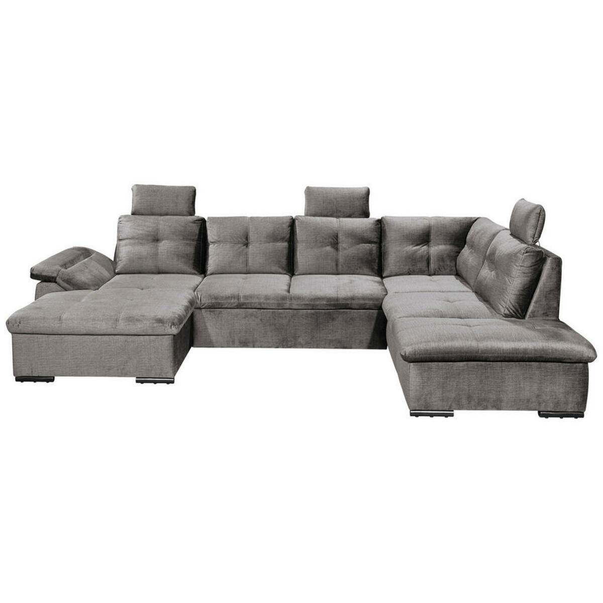 Bild 1 von Carryhome Wohnlandschaft, Hellgrau, Textil, 7-Sitzer, Füllung: Schaumstoffflocken, Ottomane rechts, U-Form, 334x217 cm, Typenauswahl, Liegefunktion, seitenverkehrt erhältlich, Schlafen auf Sitzhöh