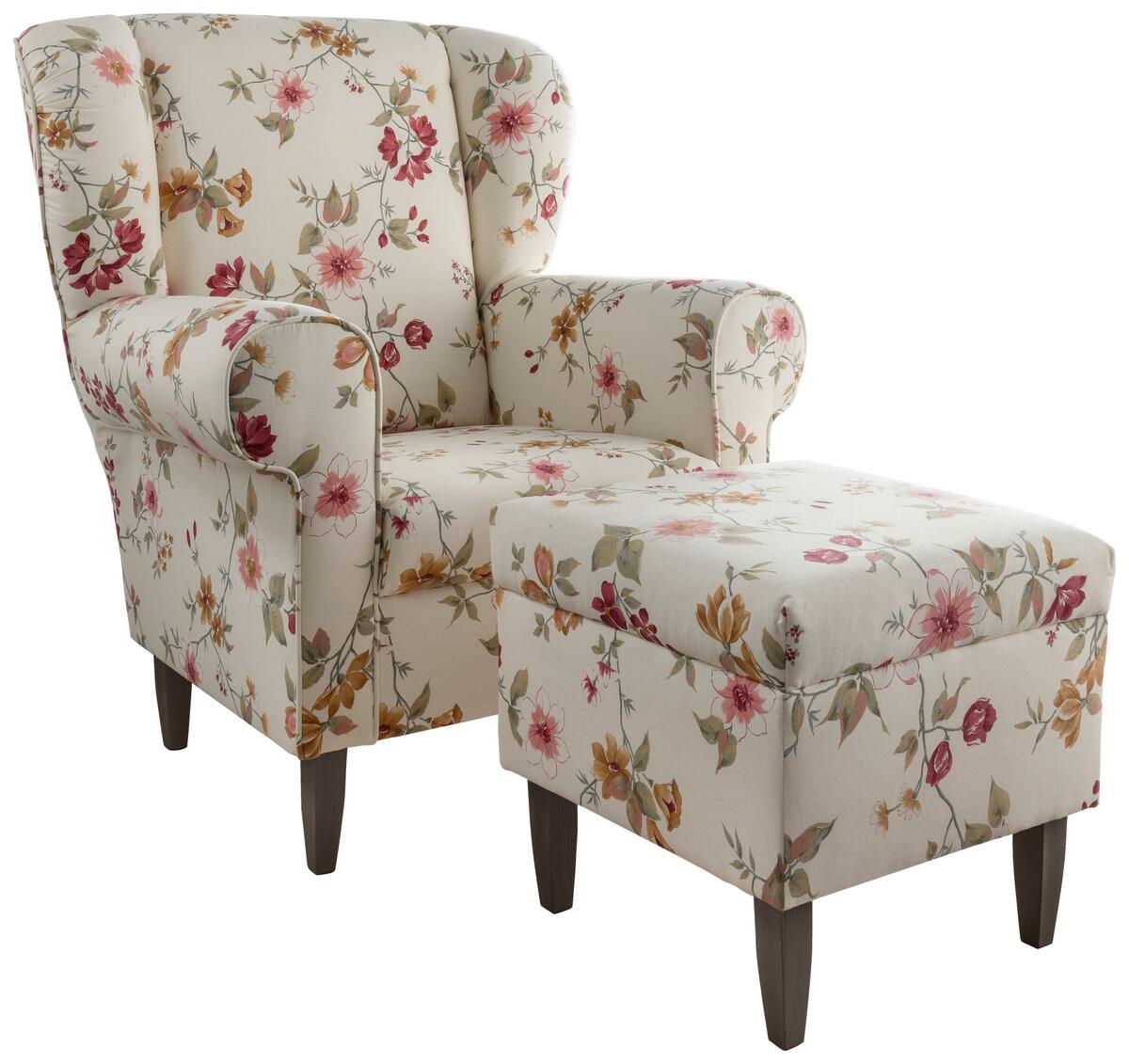 Bild 1 von Sesselset Asino Beige/Rot Webstoff, Rot, Wengefarben, Beige