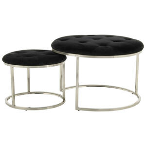 Mid.you Hockerset, Schwarz, Silber, Textil, 2-teilig, 40x60x32 cm, Wohnzimmer, Hocker, Sitzhocker