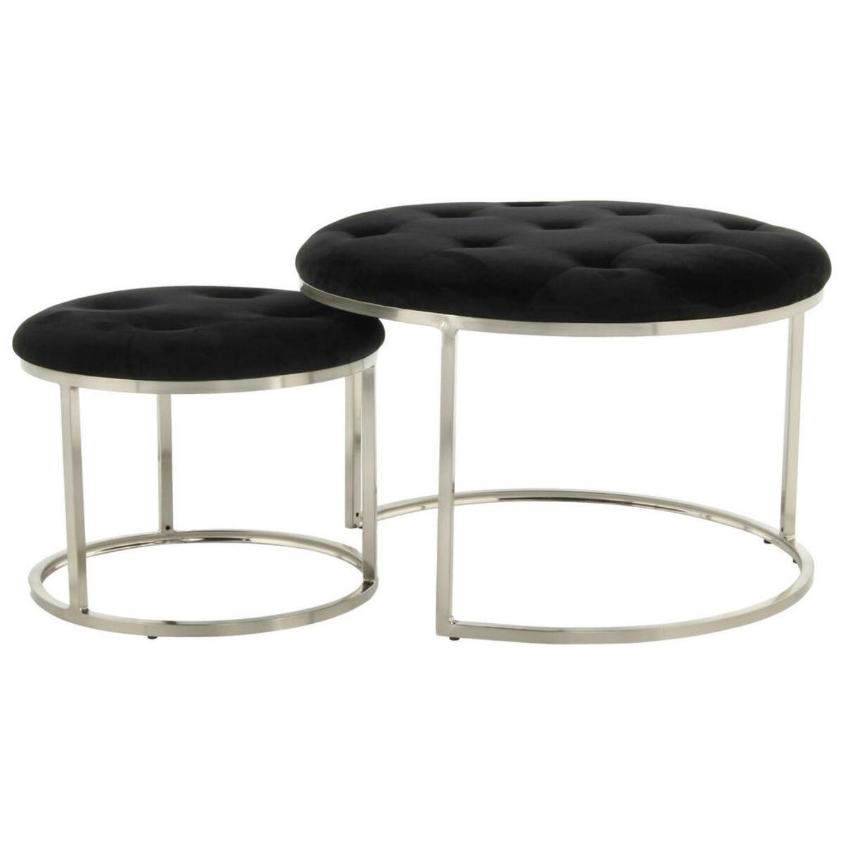 Bild 1 von Mid.you Hockerset, Schwarz, Silber, Textil, 2-teilig, 40x60x32 cm, Wohnzimmer, Hocker, Sitzhocker
