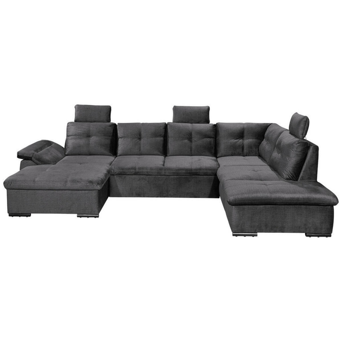 Bild 1 von Carryhome Wohnlandschaft, Grau, Textil, 7-Sitzer, Füllung: Schaumstoffflocken, Ottomane rechts, U-Form, 334x217 cm, Typenauswahl, Liegefunktion, seitenverkehrt erhältlich, Schlafen auf Sitzhöhe, R