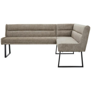 Novel Eckbank, Schwarz, Taupe, Metall, Textil, 4-Sitzer, Eckteil, L-Form, 237x159 cm, Stoffauswahl, Typenauswahl, mit Rückenlehne, in verschiedenen Größen erhältlich, Esszimmer, Bänke, Eckbänke