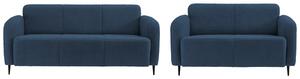 Sitzgarnitur Marone Blau Teddystoff, Blau