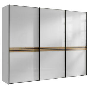 Moderano Schwebetürenschrank, Weiß, Eiche Artisan, Metall, 10 Fächer, 2 Schubladen, 298x222x68 cm, Goldenes M, BQ - Bündnis für Qualität, Made in Germany, Typenauswahl, Beimöbel erhältlich, u