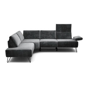 Ecksofa Cosy, Anthrazit, Textil, 5-Sitzer, Ottomane links, L-Form, 248-263x193 cm, Stoffauswahl, Armteil links, rechts, Wohnzimmer, Sofas & Couches, Wohnlandschaften, Ecksofas