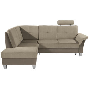 Livetastic Ecksofa, Schlamm, Beige, Textil, Buche, massiv, 5-Sitzer, Ottomane links, L-Form, 245x196 cm, Made in EU, seitenverkehrt erhältlich, Wohnzimmer, Sofas & Couches, Wohnlandschaften