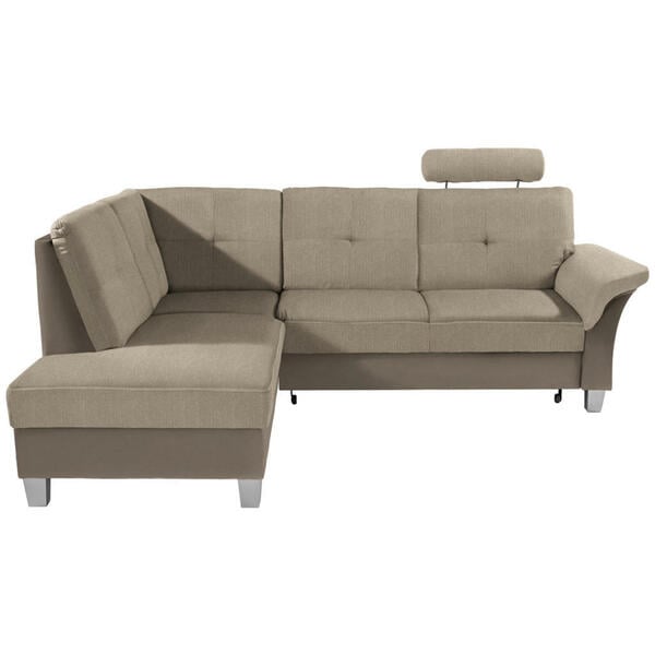 Bild 1 von Livetastic Ecksofa, Schlamm, Beige, Textil, Buche, massiv, 5-Sitzer, Ottomane links, L-Form, 245x196 cm, Made in EU, seitenverkehrt erhältlich, Wohnzimmer, Sofas & Couches, Wohnlandschaften