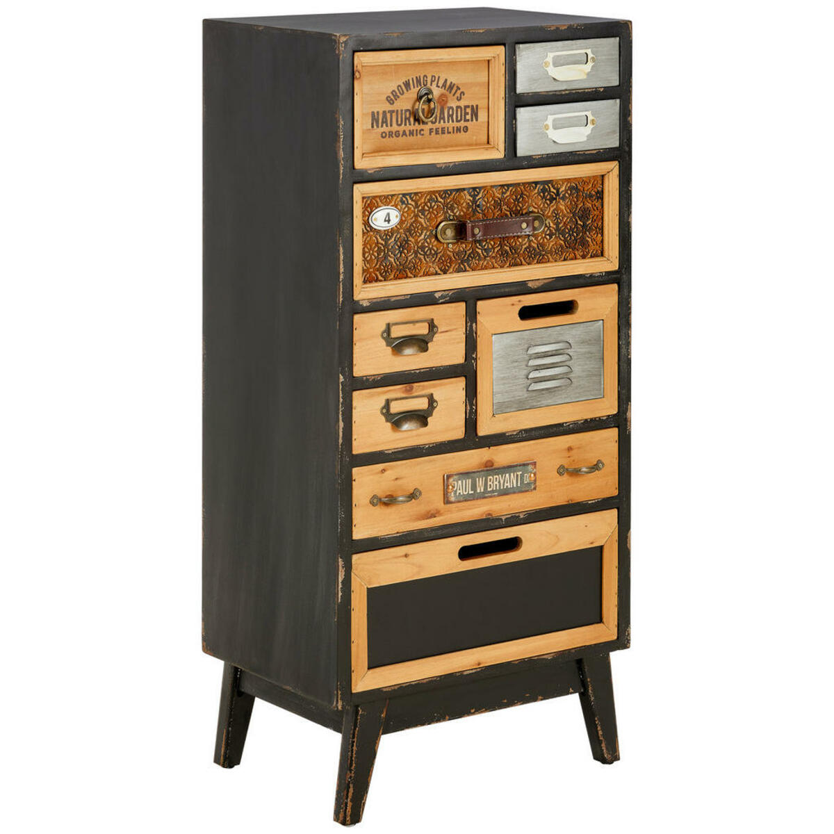 Bild 1 von Landscape Kommode, Schwarz, Silber, Kupfer, Hellbraun, Holz, Metall, Tanne,Tanne, vollmassiv,massiv, 9 Schubladen, 48x101x33.5 cm, FSC 100%, stehend, handgemacht, Garderobe, Garderoben Kommoden