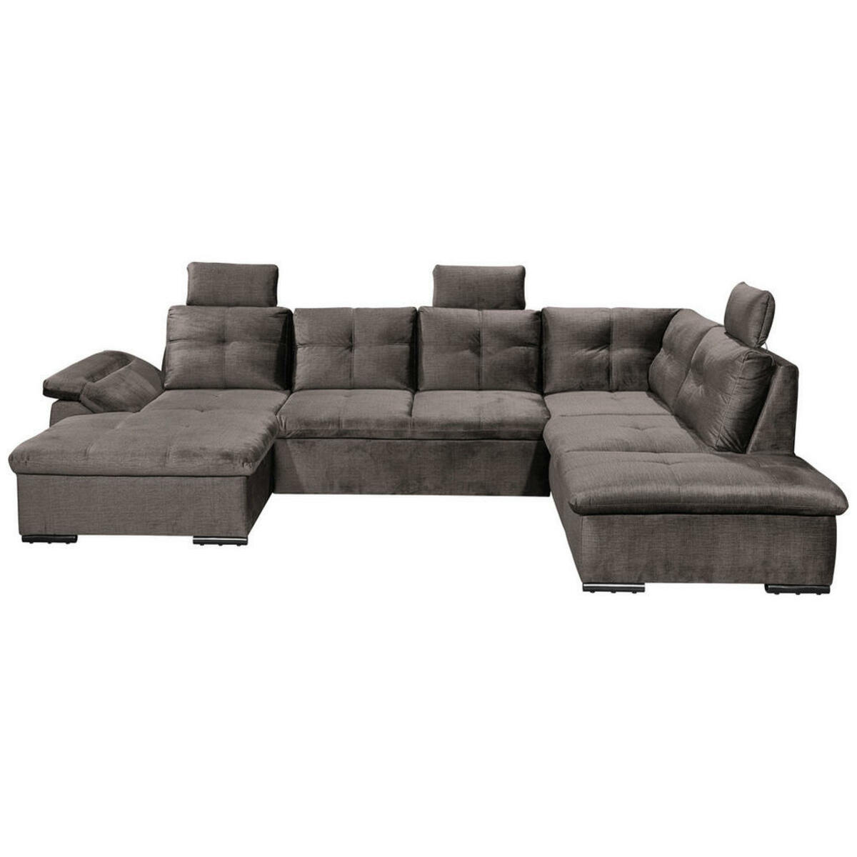Bild 1 von Carryhome Wohnlandschaft, Graubraun, Textil, 7-Sitzer, Füllung: Schaumstoffflocken, Ottomane rechts, U-Form, 334x217 cm, Typenauswahl, Liegefunktion, seitenverkehrt erhältlich, Schlafen auf Sitzhö