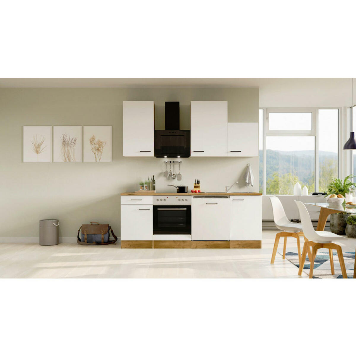 Bild 1 von FlexWell Küchenblock, Eiche, Magnolie, Metall, 2 Schubladen, einmalig seitenverkehrt montierbar, nur wie online abgebildet bestellbar, 220 cm, links aufbaubar, rechts aufbaubar, Küchen, Küchenzeil