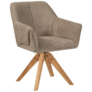 Mid.you Armlehnstuhl, Taupe, Textil, Sternfuß, 60x86.5x63.5 cm, Esszimmer, Stühle, Esszimmerstühle, Armlehnenstühle