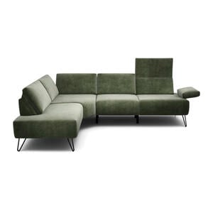 Ecksofa Cosy, Waldgrün, Textil, 5-Sitzer, Ottomane links, L-Form, 245-263x193 cm, Stoffauswahl, Armteil links, rechts, Wohnzimmer, Sofas & Couches, Wohnlandschaften, Ecksofas