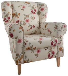 Relaxsessel Asino Beige/Rot Webstoff, Rot, Buchefarben, Beige