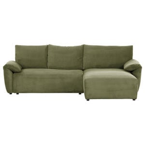 Carryhome Ecksofa, Dunkelgrün, Textil, 3,5-Sitzer, Füllung: Polyester, seitenverkehrt montierbar, L-Form, 266x180 cm, Stoffauswahl, Liegefunktion, Schlafen auf Sitzhöhe, Rücken echt, Wohnzimmer,