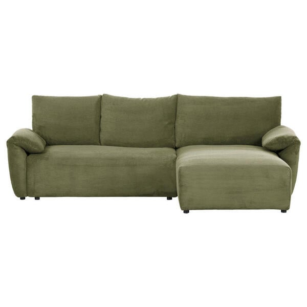 Bild 1 von Carryhome Ecksofa, Dunkelgrün, Textil, 3,5-Sitzer, Füllung: Polyester, seitenverkehrt montierbar, L-Form, 266x180 cm, Stoffauswahl, Liegefunktion, Schlafen auf Sitzhöhe, Rücken echt, Wohnzimmer,