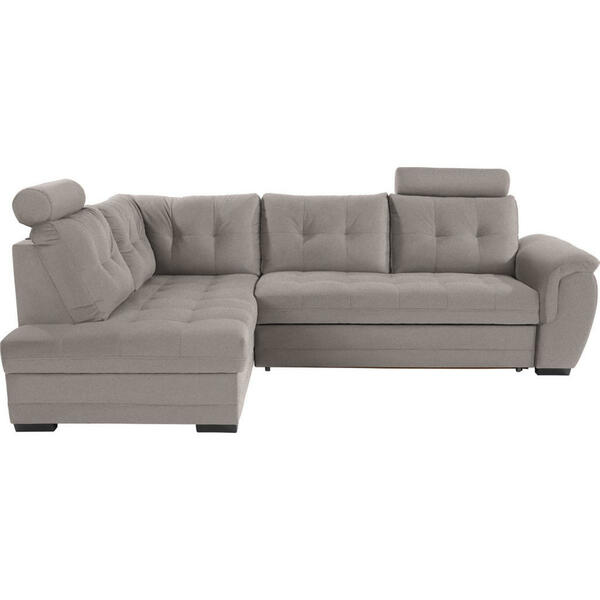 Livetastic Ecksofa, Grau, Textil, 5-Sitzer, Ottomane Links, L-Form ...